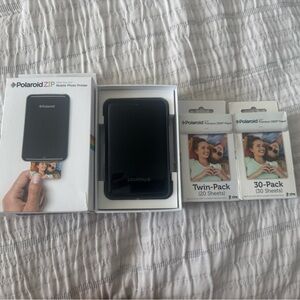 Polaroid ZIP Black Mobile Printer with Photo Paper Packs